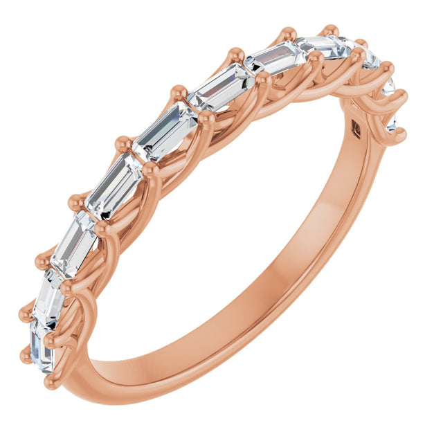 14K Gold Straight Baguette Natural Diamond Woven-Design Anniversary Band – 3/8–3/4 CTW - Rose Gold