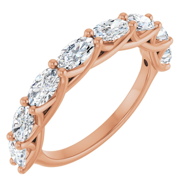 10K Gold Oval Lab-Grown Diamond Woven-Design Anniversary Band – 1 3/8 CTW - Rose Gold