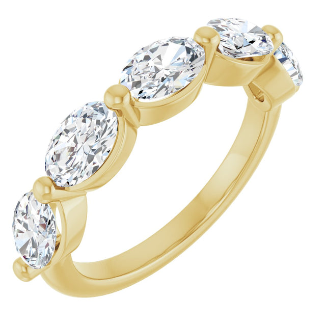 10K Gold Oval Natural Diamond Shared-Prong Anniversary Band – 1 1/3–1 7/8 CTW - Yellow Gold