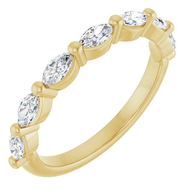 14K Gold Marquise Natural Diamond Shared-Prong Anniversary Band – 1/4–9/10 CTW - Yellow Gold