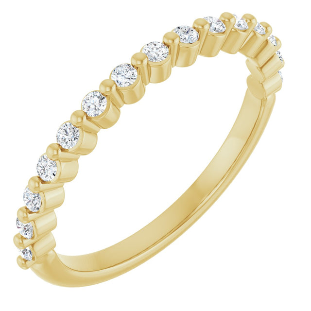 14K Gold Round Lab-Grown Diamond Shared-Prong Anniversary Band – 1.5 mm Stones - Yellow Gold