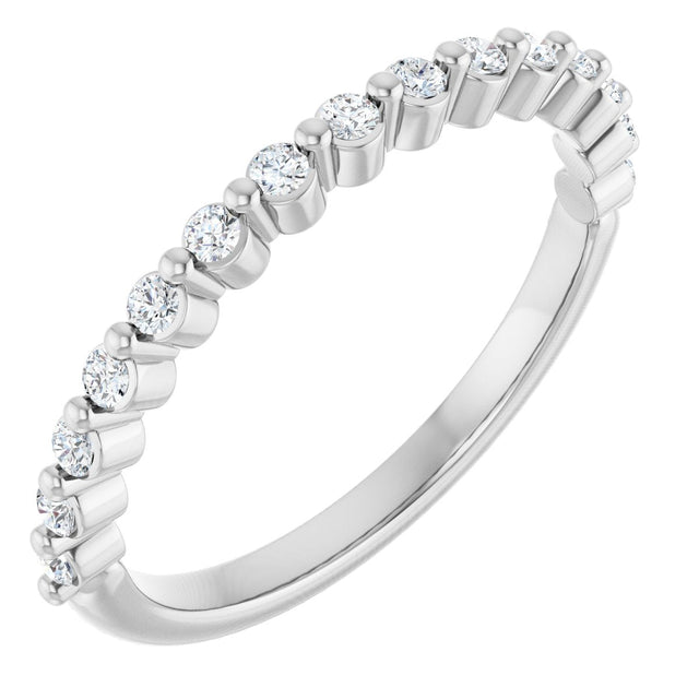 10K Gold Round Natural Diamond Shared-Prong Anniversary Band – 1/5–5/8 CTW - White Gold