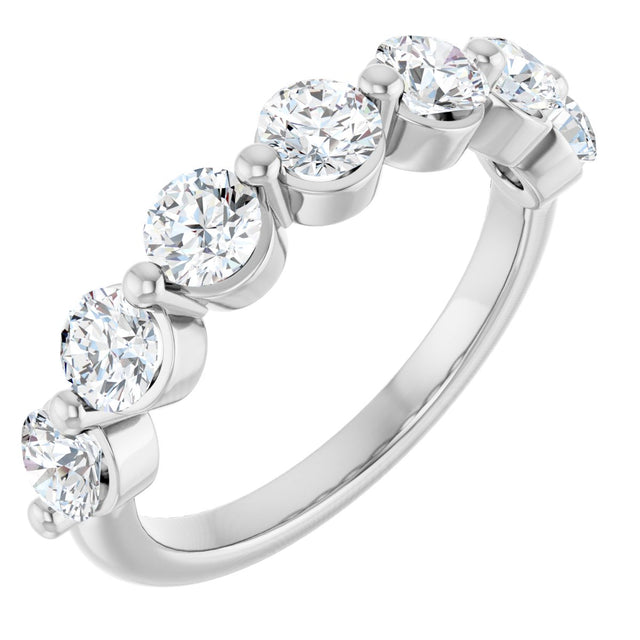 10K Gold Round Lab-Grown Diamond Shared-Prong Anniversary Band – 9/10–1 1/3 CTW - White Gold