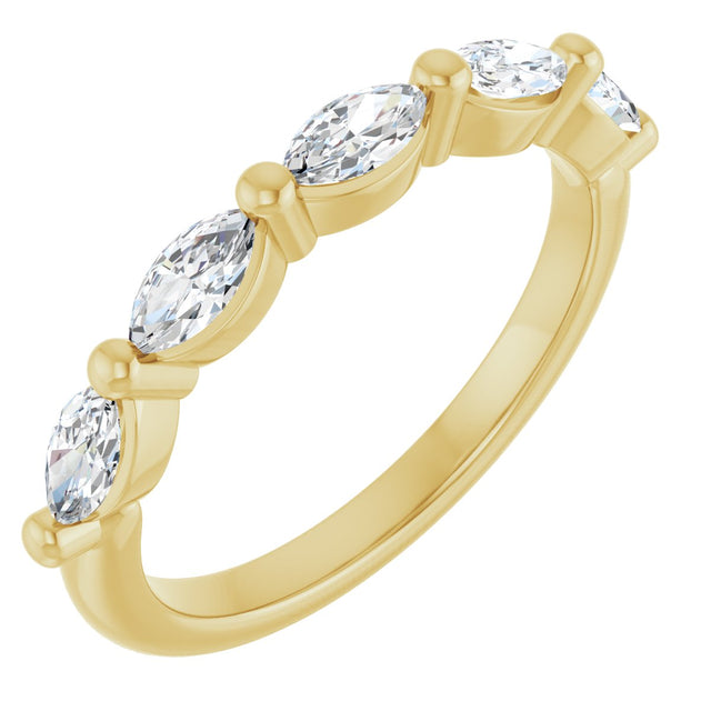 14K Gold Marquise Natural Diamond Shared-Prong Anniversary Band – 1/4–9/10 CTW - Yellow Gold