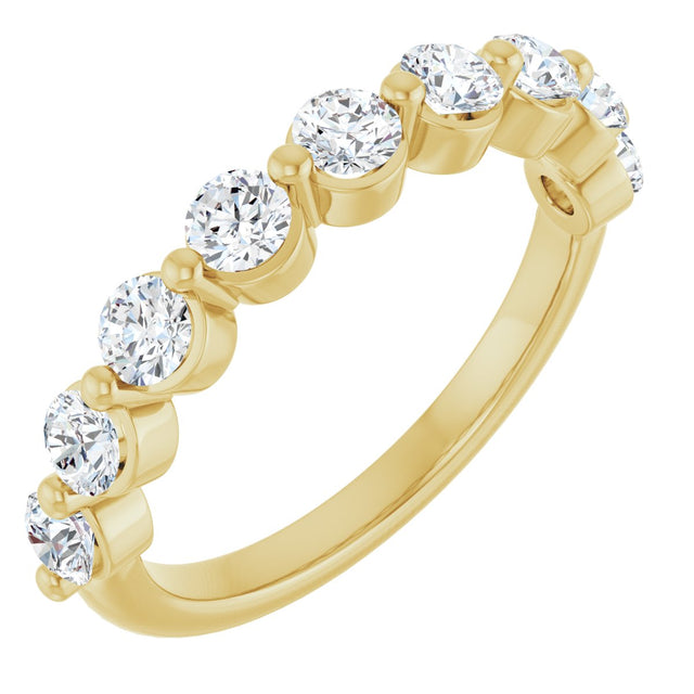 10K Gold Round Lab-Grown Diamond Shared-Prong Anniversary Band – 9/10–1 1/3 CTW - Yellow Gold