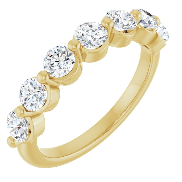 10K Gold Round Natural Diamond Shared-Prong Anniversary Band – 3/4–1 1/2 CTW - Yellow Gold