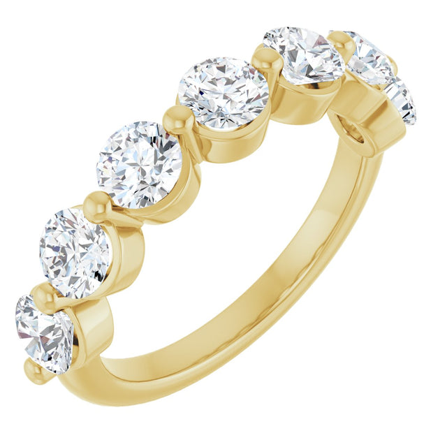 10K Gold Round Natural Diamond Shared-Prong Anniversary Band – 1 5/8 CTW - Yellow Gold