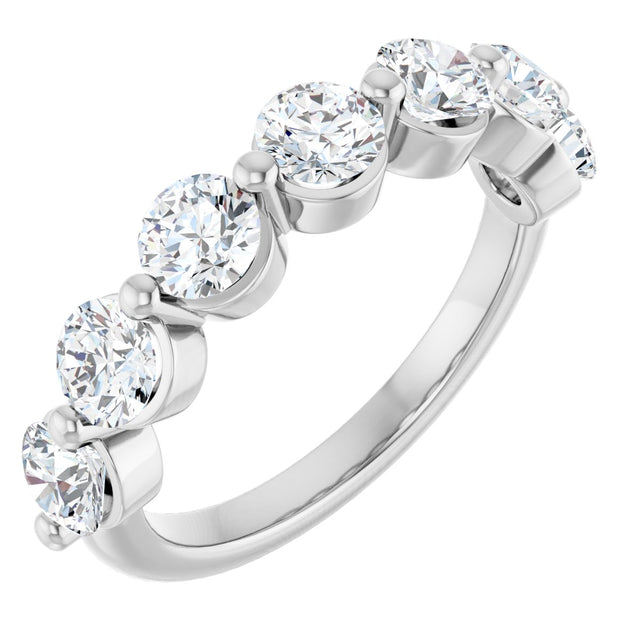 10K Gold Round Natural Diamond Shared-Prong Anniversary Band – 1 5/8 CTW - White Gold