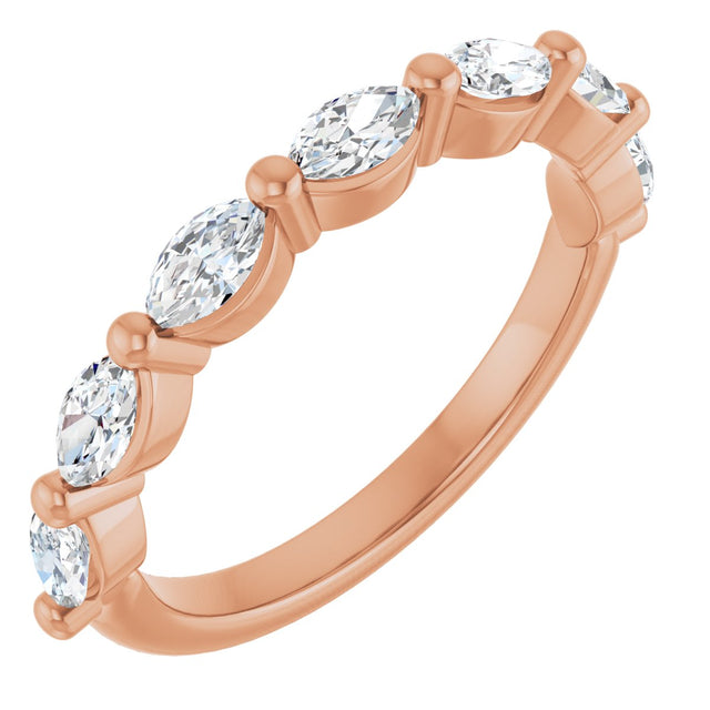 14K Gold Marquise Lab-Grown Diamond Shared-Prong Anniversary Band – 1/4–3/4 CTW - Rose Gold