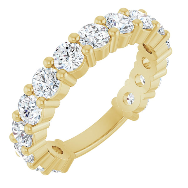14K Gold Round Lab-Grown Diamond Shared-Prong Anniversary Band – 3.5 mm Stones (2 3/8 CTW) - Yellow Gold