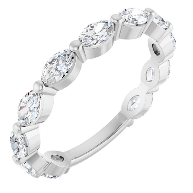 14K Gold Marquise Lab-Grown Diamond Shared-Prong Anniversary Band – 4.5x2.5 mm Stones - White Gold