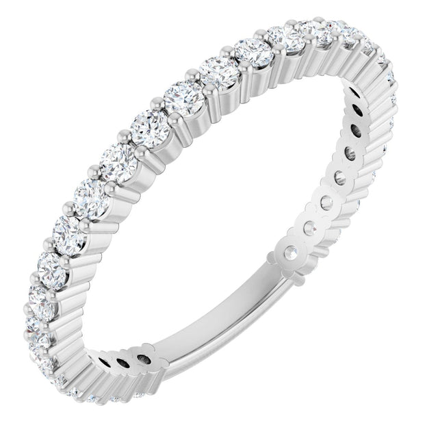14K Gold Round Natural Diamond Shared-Prong Anniversary Band – 1.7 mm Stones - White Gold