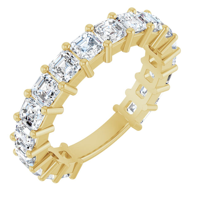 14K Gold Asscher Lab-Grown Diamond Shared-Prong Anniversary Band – 3x3 mm Stones - Yellow Gold