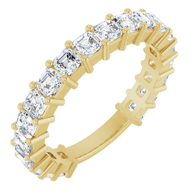 14K Gold Asscher Lab-Grown Diamond Shared-Prong Anniversary Band – 2.6x2.6 mm Stones - Yellow Gold
