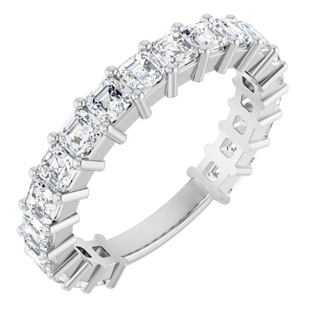 Platinum Asscher Lab-Grown Diamond Shared-Prong Anniversary Band – 2.6x2.6 mm Stones