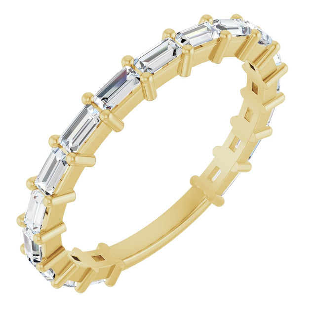 14K Gold Straight Baguette Natural Diamond Shared-Prong Anniversary Band – 5/8–1 1/2 CTW - Yellow Gold
