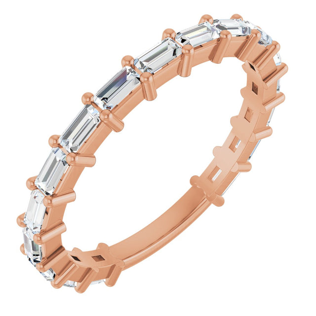 14K Gold Straight Baguette Natural Diamond Shared-Prong Anniversary Band – 5/8–1 1/2 CTW - Rose Gold