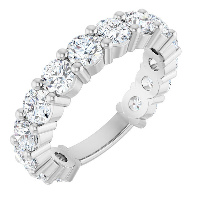 14K Gold Round Lab-Grown Diamond Shared-Prong Anniversary Band – 3.8 mm Stones (2 9/10 CTW) - White Gold