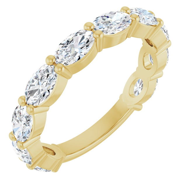 14K Gold Oval Natural Diamond Shared-Prong Anniversary Band – 2 1/2–3 1/3 CTW - Yellow Gold