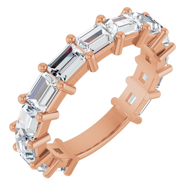 14K Gold Straight Baguette Lab-Grown Diamond Shared-Prong Anniversary Band – 4x3 mm Stones - Rose Gold