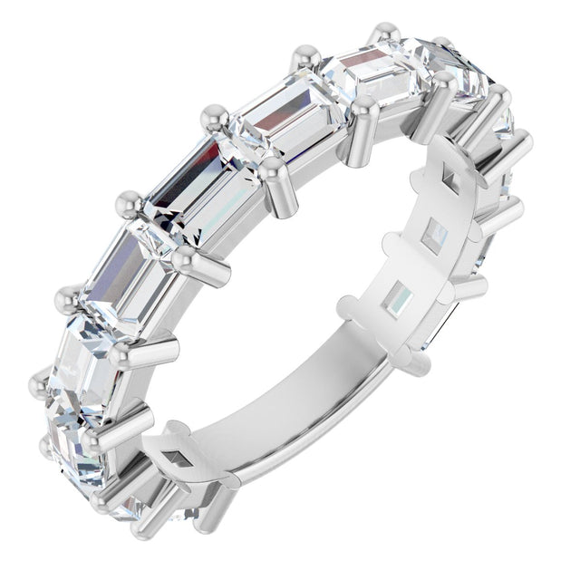 14K Gold Straight Baguette Lab-Grown Diamond Shared-Prong Anniversary Band – 4x3 mm Stones - White Gold