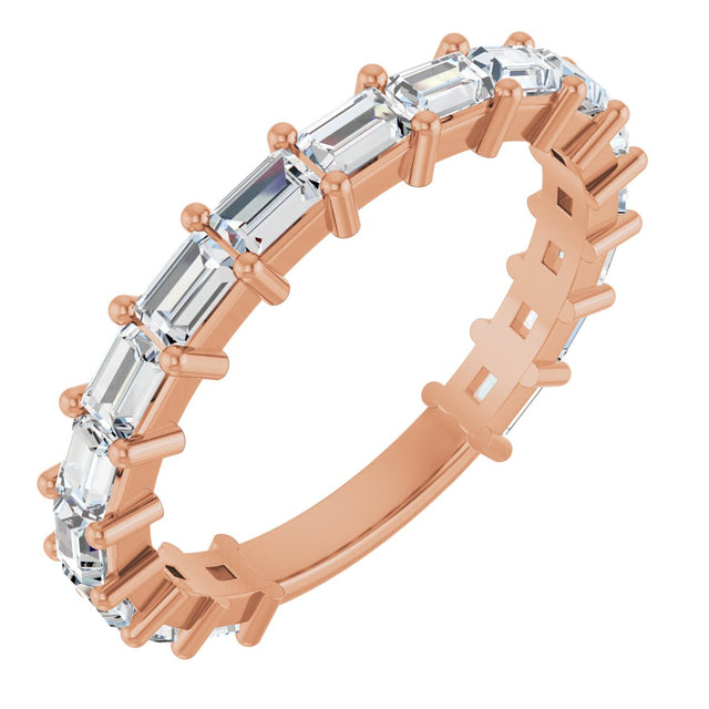 14K Gold Straight Baguette Lab-Grown Diamond Shared-Prong Anniversary Band – 3x2 mm Stones - Rose Gold