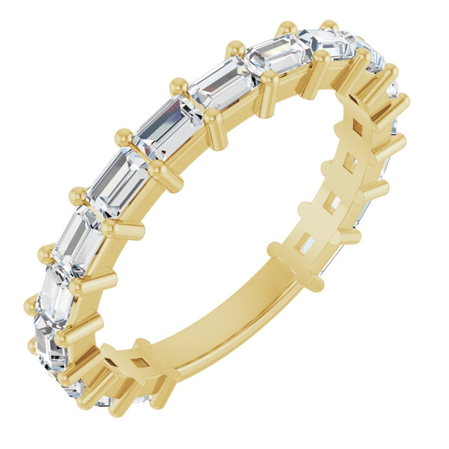14K Gold Straight Baguette Lab-Grown Diamond Shared-Prong Anniversary Band – 3x2 mm Stones - Yellow Gold