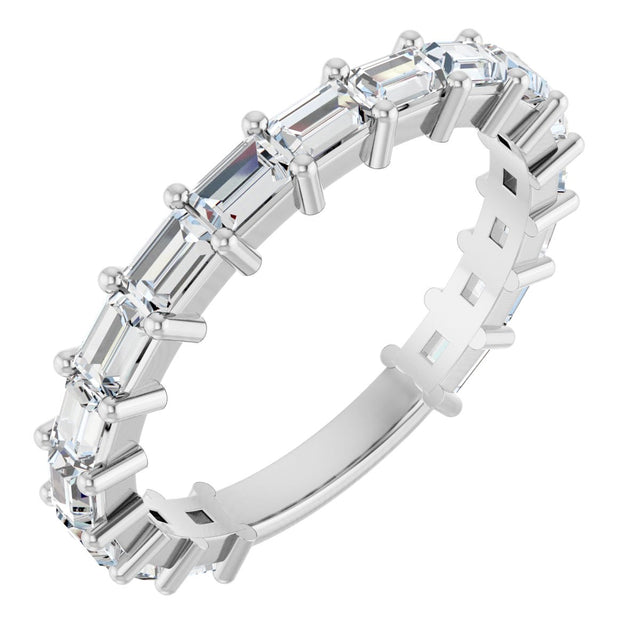 Platinum Straight Baguette Lab-Grown Diamond Shared-Prong Anniversary Band – 3x2 mm Stones