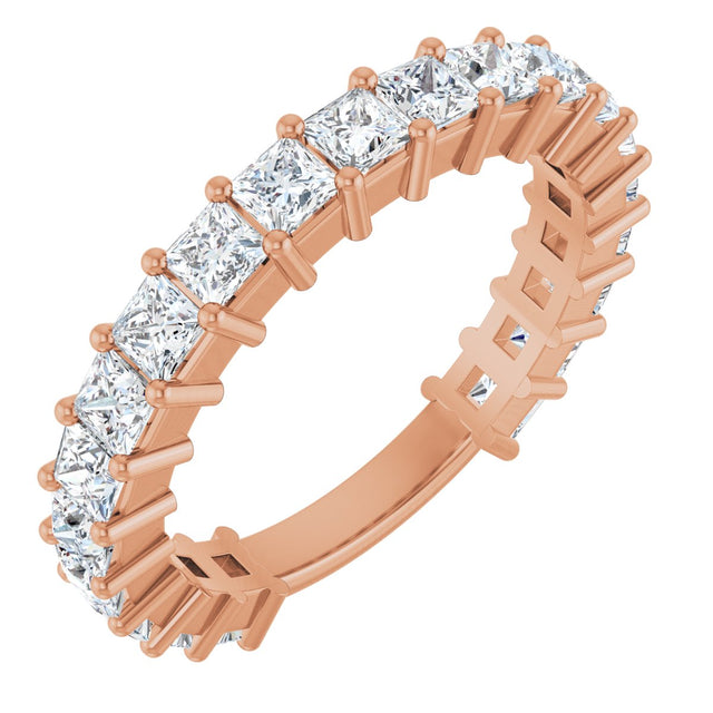 14K Gold Square Natural Diamond Shared-Prong Anniversary Band – 3/4–1 9/10 CTW - Rose Gold