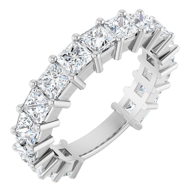 14K Gold Square Lab-Grown Diamond Shared-Prong Anniversary Band – 3.3x3.3 mm Stones - White Gold