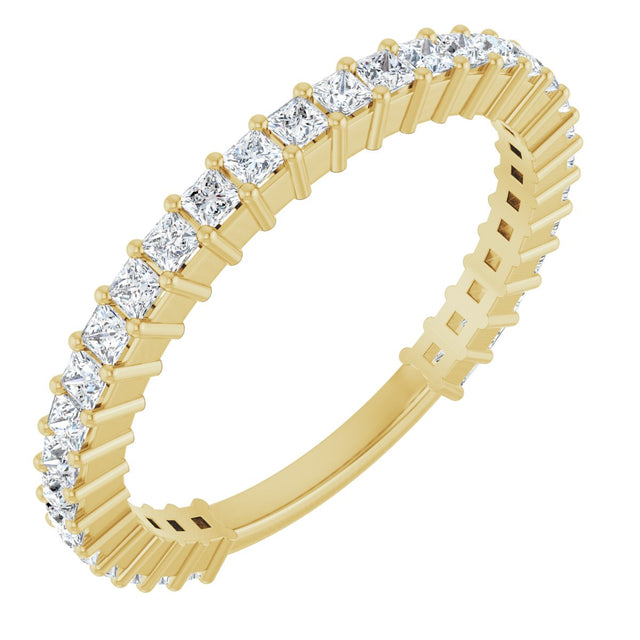 14K Gold Square Lab-Grown Diamond Shared-Prong Anniversary Band – 1.5x1.5 mm Stones - Yellow Gold