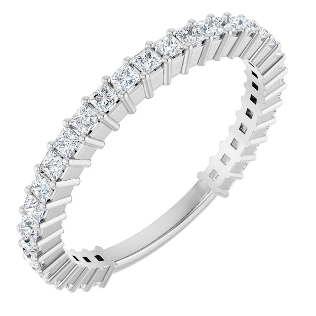 14K Gold Square Natural Diamond Shared-Prong Anniversary Band – 3/4–1 9/10 CTW - White Gold