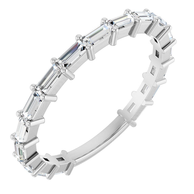 Platinum Straight Baguette Lab-Grown Diamond Shared-Prong Anniversary Band – 3x1.3 mm Stones