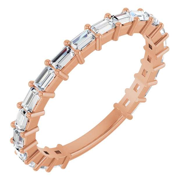 14K Gold Straight Baguette Natural Diamond Shared-Prong Anniversary Band – 5/8–1 1/2 CTW - Rose Gold
