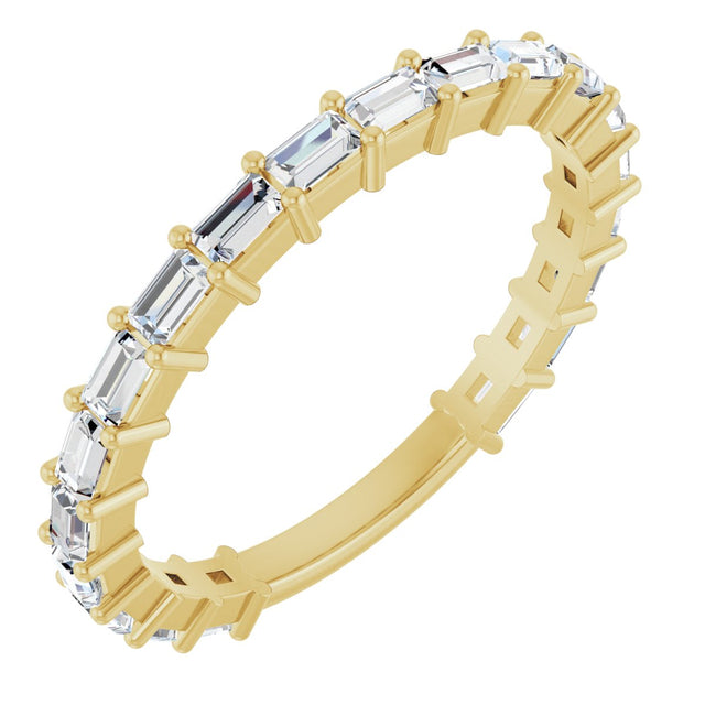 14K Gold Straight Baguette Lab-Grown Diamond Shared-Prong Anniversary Band – 2.5x1.5 mm Stones - Yellow Gold