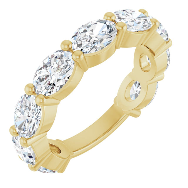 14K Gold Oval Lab-Grown Diamond Shared-Prong Anniversary Band – 6x4 mm Stones (3 1/3 CTW) - Yellow Gold