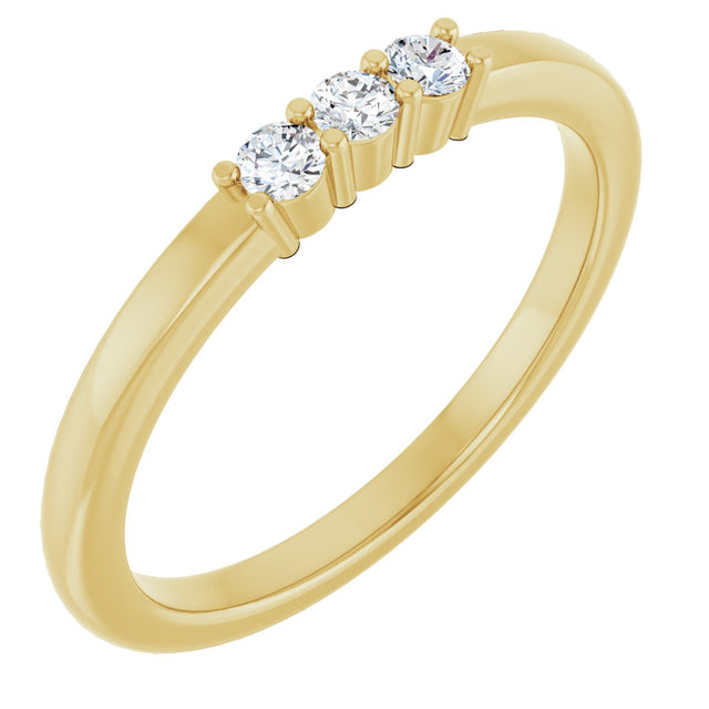 14K Gold Round Lab-Grown Diamond Three-Stone Anniversary Band – 1/6–1/3 CTW - Yellow Gold