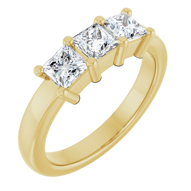 10K Gold Square Lab-Grown Diamond Three-Stone Anniversary Band – 1 1/6–4 1/5 CTW - Yellow Gold