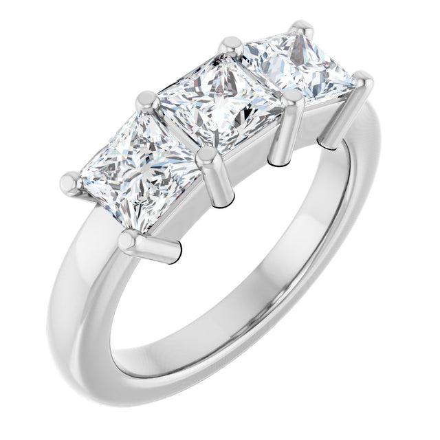 10K Gold Square Lab-Grown Diamond Three-Stone Anniversary Band – 1 1/6–4 1/5 CTW - White Gold