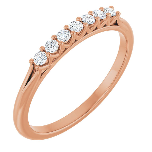 14K Gold Round Natural Diamond Share-Prong Seven-Stone Anniversary Band – 1/10–5/8 CTW - Rose Gold
