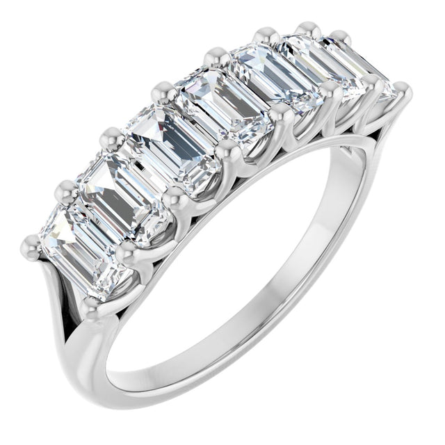 Platinum Emerald Lab-Grown Diamond Share-Prong Seven-Stone Anniversary Band – 2 1/6–4 1/5 CTW