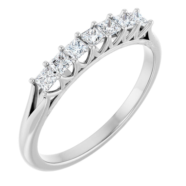 Platinum Square Natural Diamond Share-Prong Seven-Stone Anniversary Band – 1/6–1 3/4 CTW
