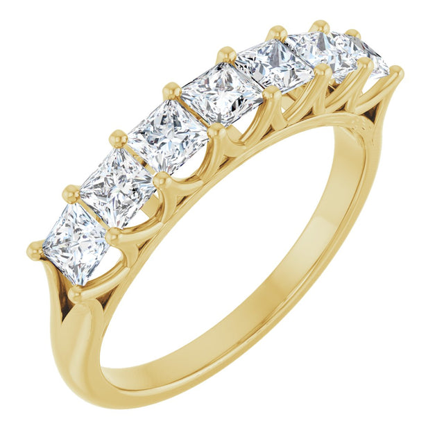 14K Gold Square Natural Diamond Share-Prong Seven-Stone Anniversary Band – 1/6–1 1/8 CTW - Yellow Gold