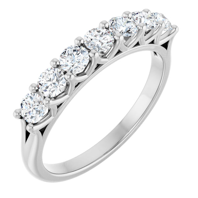 Platinum Round Natural Diamond Share-Prong Seven-Stone Anniversary Band – 1/10–5/8 CTW