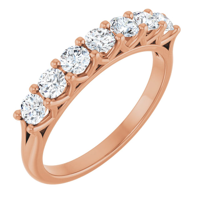 14K Gold Round Natural Diamond Share-Prong Seven-Stone Anniversary Band – 1/10–5/8 CTW - Rose Gold