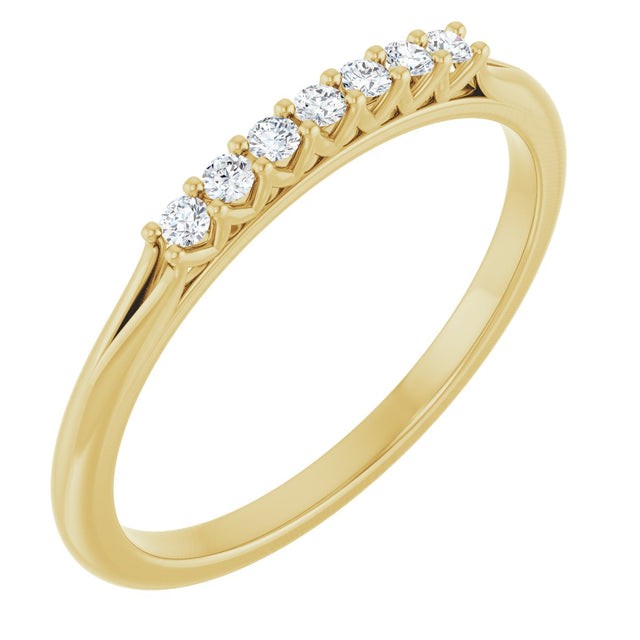 14K Gold Round Natural Diamond Share-Prong Seven-Stone Anniversary Band – 1/10–5/8 CTW - Yellow Gold