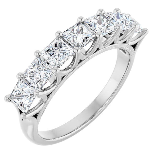 Platinum Square Natural Diamond Share-Prong Seven-Stone Anniversary Band – 1/6–1 3/4 CTW