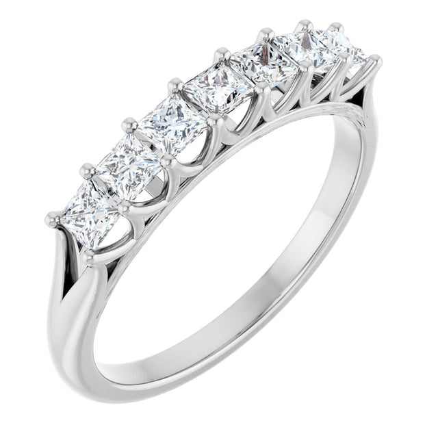 Platinum Square Natural Diamond Share-Prong Seven-Stone Anniversary Band – 1/6–1 3/4 CTW