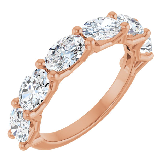 14K Gold Oval Lab-Grown Diamond Shared-Prong Anniversary Band – 6x4 mm Stones (2 1/5 CTW) - Rose Gold