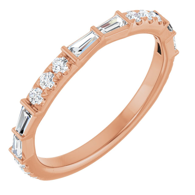 14K Gold Tapered Baguette Lab-Grown Diamond French-Set Anniversary Band – 3/8 CTW - Rose Gold